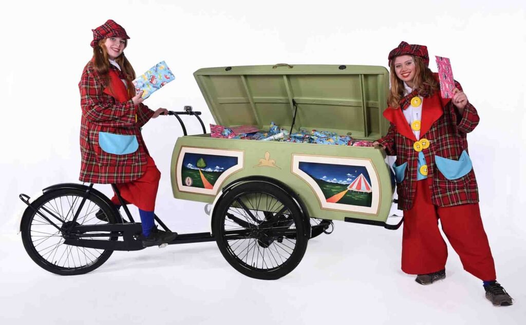 Clown met bakfiets